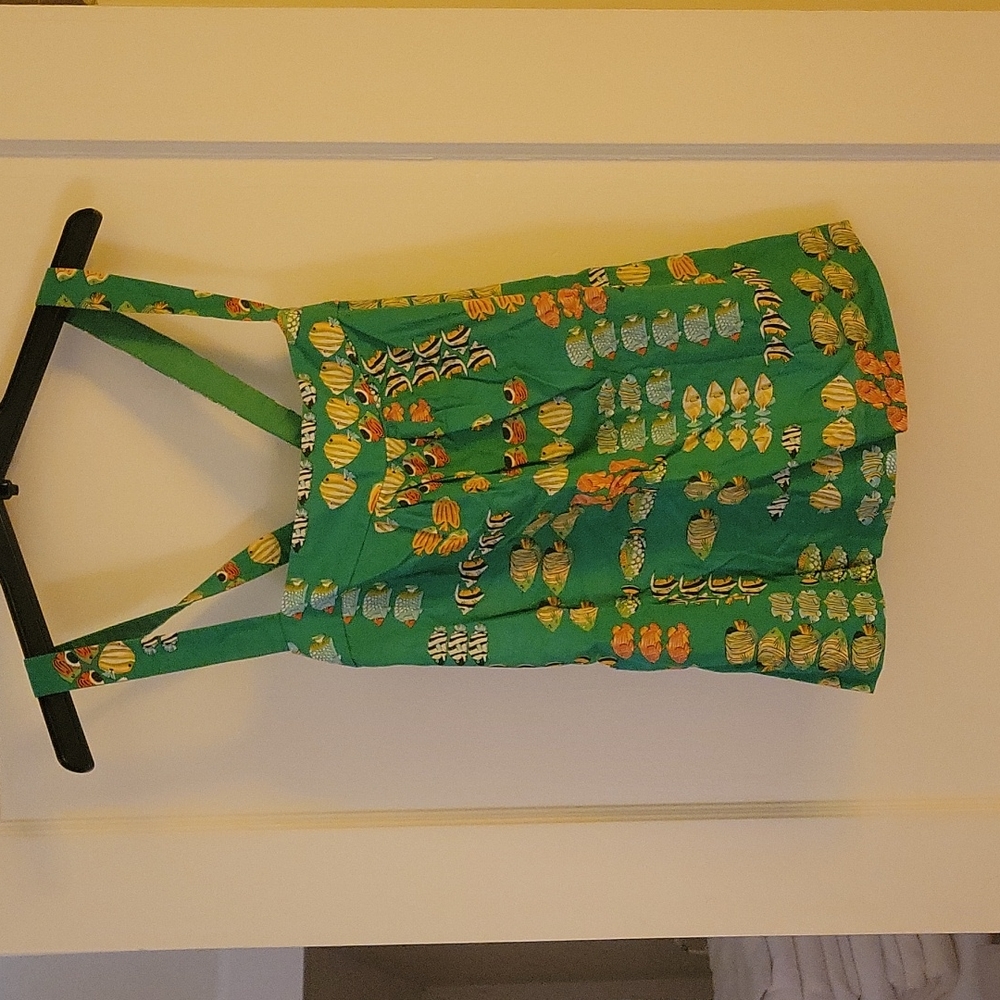 100% cotton fish print tank with side pockets